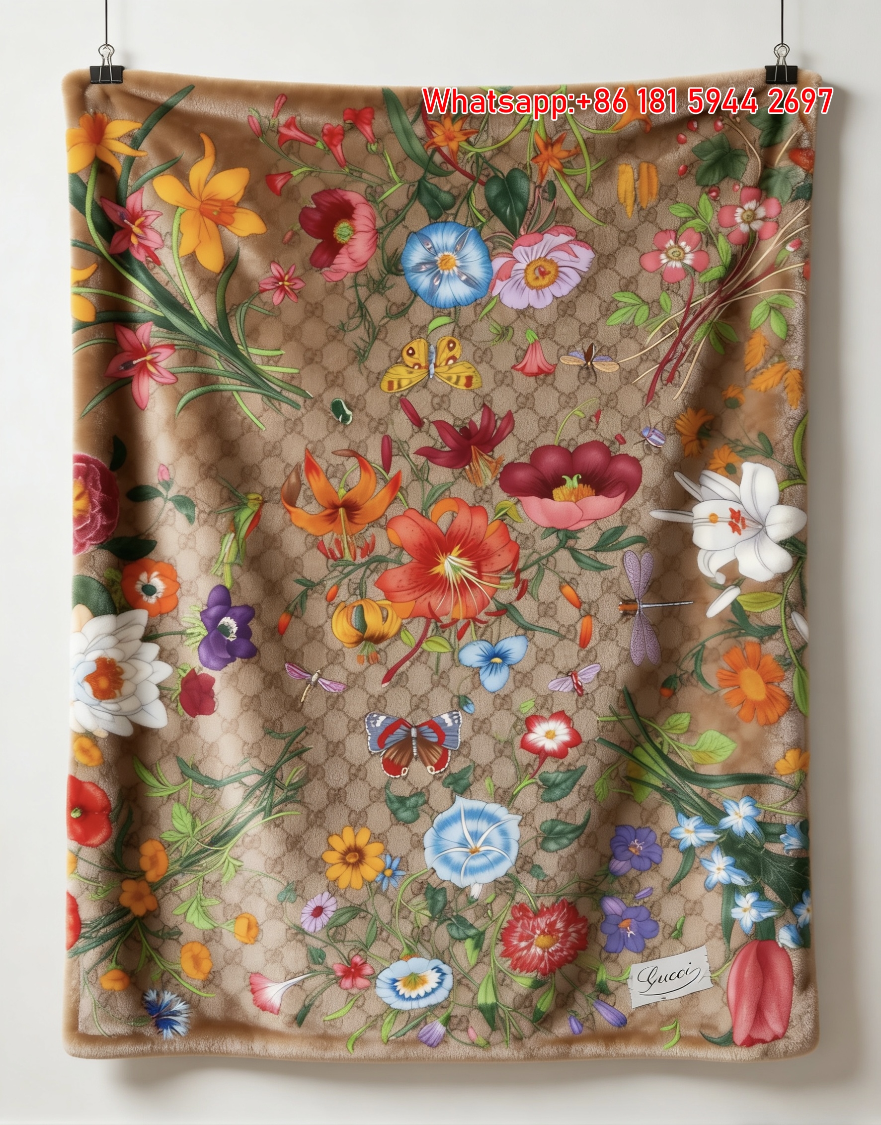 Gucci Flora Monogram Fleece Throw Blankets IMG_2918